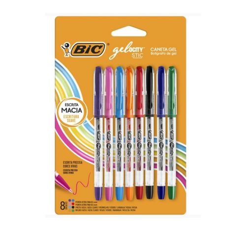 Caneta Em Gel Gelocity Ponta Ultra Fina Sortidas Com 8 Cores Bic