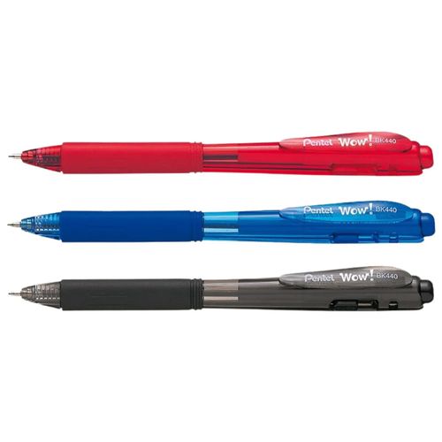 Kit 03 Caneta Esferográfica 1.0mm Wow Retrátil Pentel