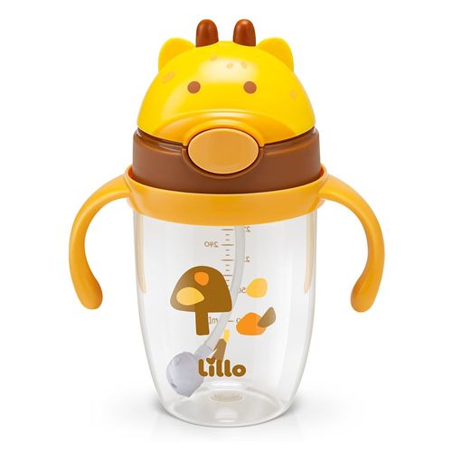 Copo Infantil Com Canudo 300ml Girafa Lillo