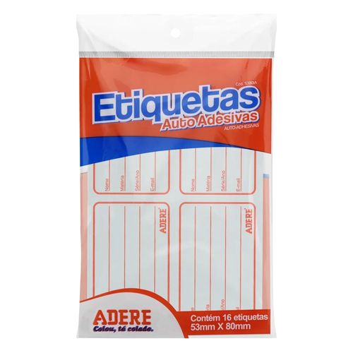 Etiquetas Auto Adesivas 16 Unidades Vermelho Adere