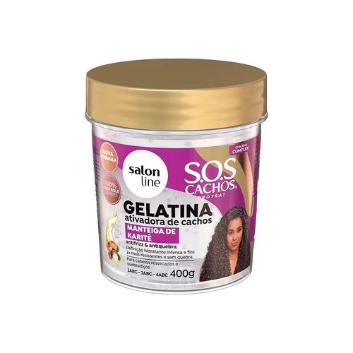 Gelatina Ativadora De Cachos Manteiga De Karité SOS Cachos 400g Salon Line