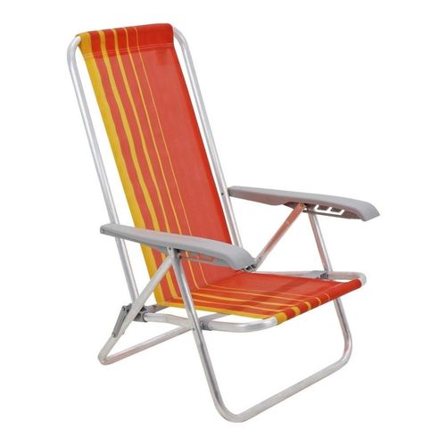 Cadeira De Praia Laranja E Amarelo 4 Posições Bali 67x54,4x88cm Tramontina