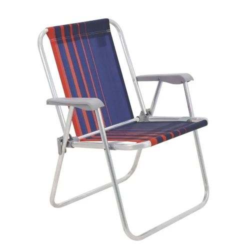 Cadeira De Praia Azul Escuro E Laranja Alta Samoa 54x55x72cm Tramontina