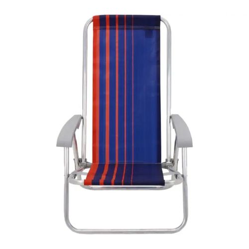 Cadeira De Praia Azul Escuro E Laranja 4 Posições Bali 67x54,4x88cm Tramontina