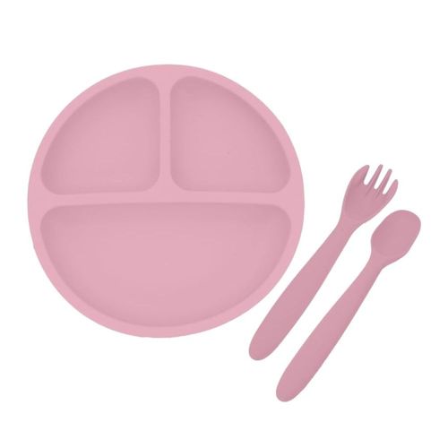 Jogo Infantil Para Refeição Rosa Em Silicone Mimo Style