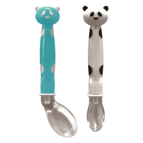 Kit Colher Em Silicone Panda Azul 08234 Buba