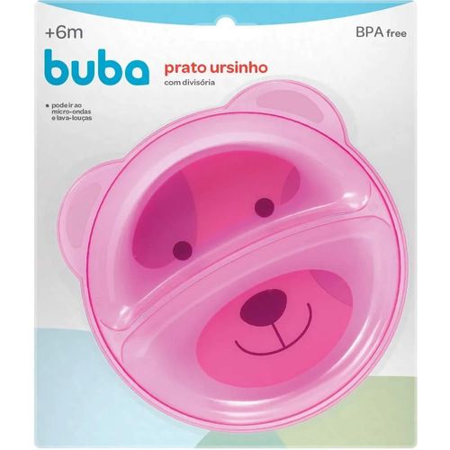 Pratinho Urso Com Divisórias Rosa 5812 Buba