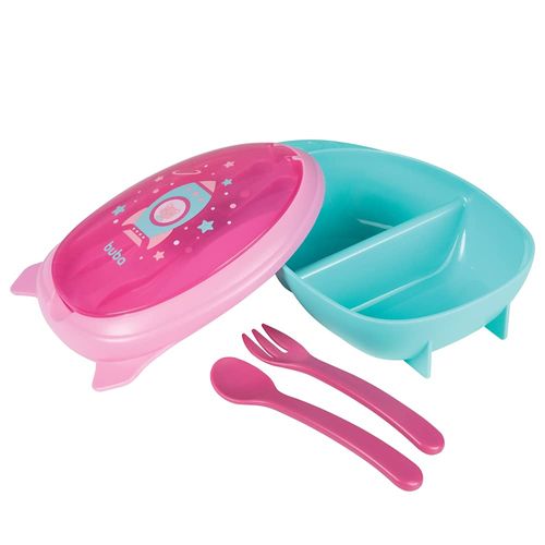 Kit De Refeição Com Divisória 6m Rosa Buba