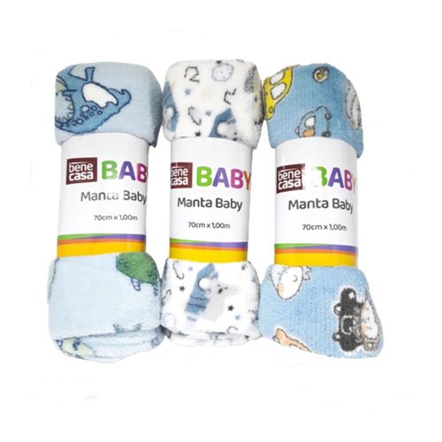Manta Bebê Masculina 70cmx1,00m Estampas Sortidas Bene Casa
