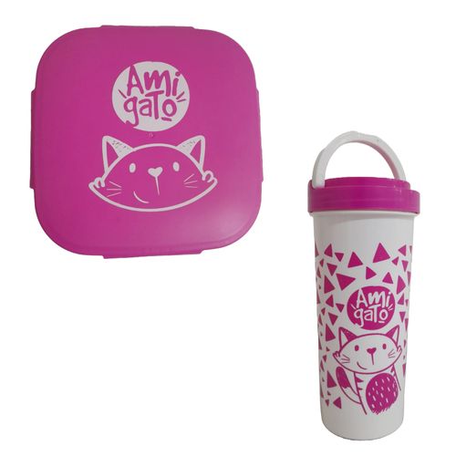Kit Lanchinho Marmita E Copo Com Alça Gatinho Sortidos Ideias Ideias