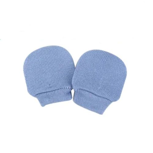 Luva De Tricô Azul Lisa Recém Nascido Masculino Pimpolho