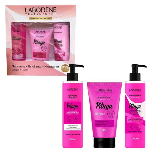 Kit Sabonete, Esfoliante e Hidratante Pitaya Corpo E Rosto Laborene