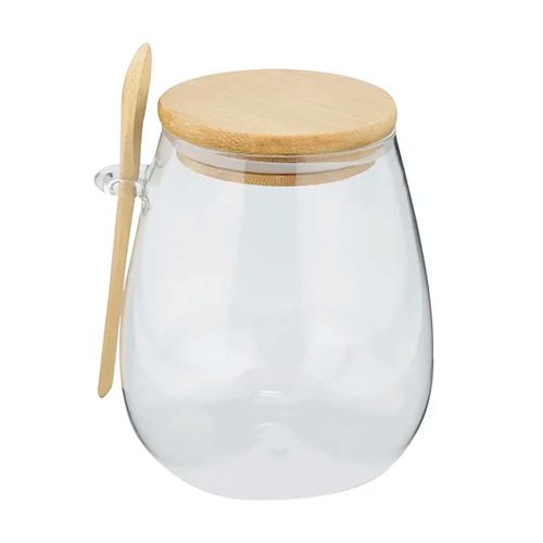 Porta Mantimento em Vidro com Tampa e Colher em Bambu 750ml Dynasty