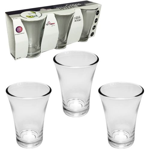 Jogo De Copos Merona De Vidro 3 Peças 115ml Em Casa Tem