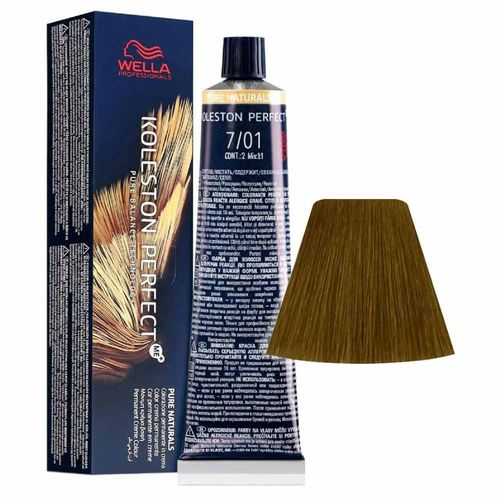 Tintura Koleston Perfect Me+ 7/01 Louro Médio Natural Cinza 60 ml Wella
