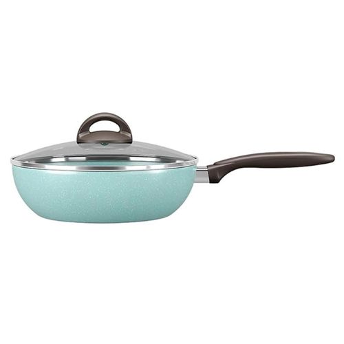 Panela Wok Com Tampa Cerâmica Antiaderente 2,3L 24Cm Verde Brinox