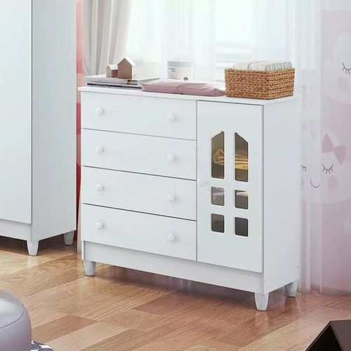 Cômoda Infantil Fraldário Selena Branco Carolina Baby