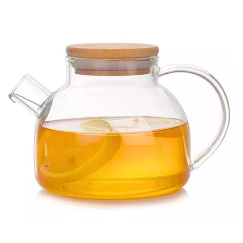 Bule Mattiné Com Tampa Bambu 900ml em Vidro Full Fit