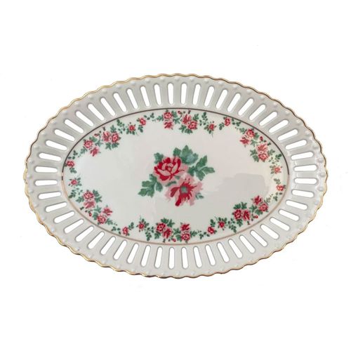 Travessa Oval Em New Bone China Branca Com Borda Dourada L'Hermitage