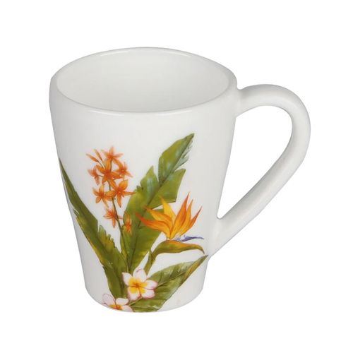 Caneca Em Vidro Opalino Flora 350ml 11cm L'Hermitage