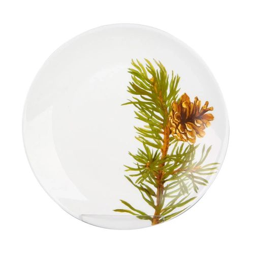 Prato Para Sobremesa Em Vidro Opalino Flora Pinha 19cm L'Hermitage