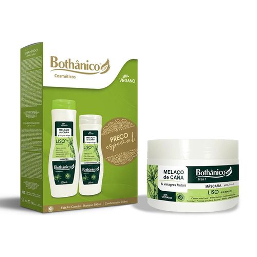 Kit Shampoo, Condicionador e Máscara Melaço de Cana Bothânico Cosméticos