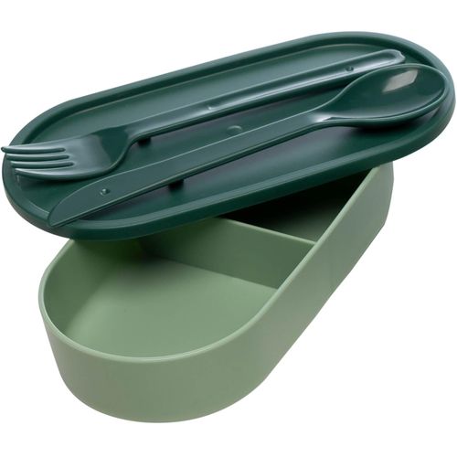 Marmita Hermética com Talheres 850ml em Plástico Verde Lyor