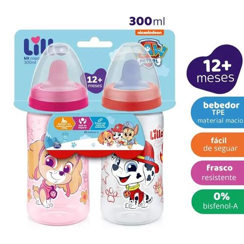 Kit Com 2 Copos 300ml Patrulha Canina Menina Lillo