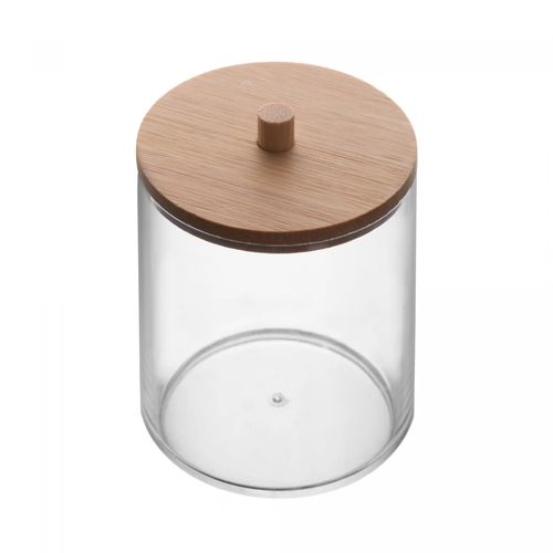 Porta Cotonete com Tampa de Bambu My Box 7cm x 7cm x 8cm Lyor