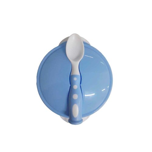 Kit Com Prato Com Tampa E Colher De Plástico Azul Futuro Casa