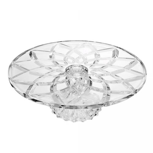 Prato para Bolo com Pé Deli Diamond 30cm x 9,5cm Vidro Lyor