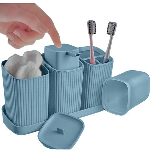 Kit Para Banheiro Com 3 Peças Azul Usual Utilidades