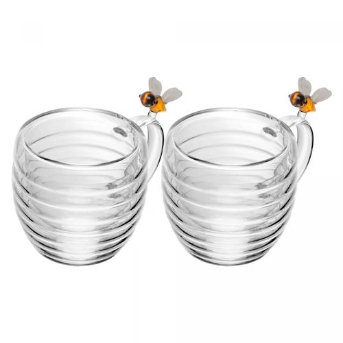 Conjunto 2 Xícaras de Chá Parede Dupla de Vidro Lovely Bee 80ml Lyor