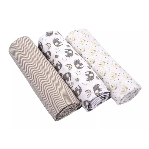 Kit Com 3 Manta Cueiro Elefante 80x80cm Minasrey