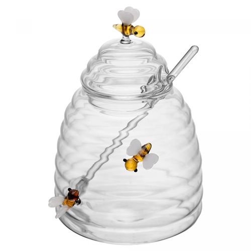 Açucareiro de Vidro com Colher e Tampa Lovely Bee 470ml Lyor