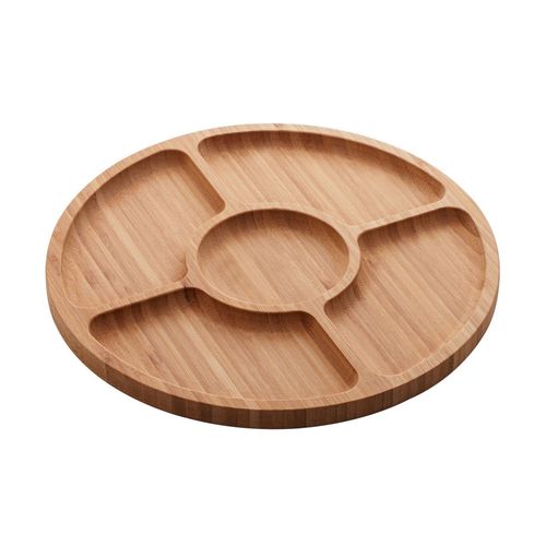 Petisqueira Com 5 Divisórias De Bambu Round 30 cm Lyor