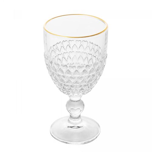 Taça para Água de Cristal com Fio de Ouro Coração 320ml Lyor