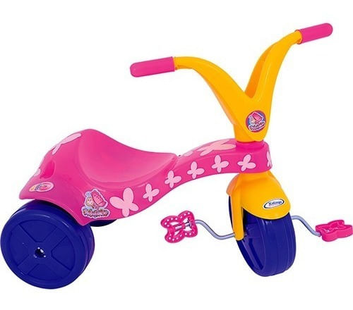 Triciclo Infantil Borboletinha Rosa Com Pedal Xalingo 0779.8