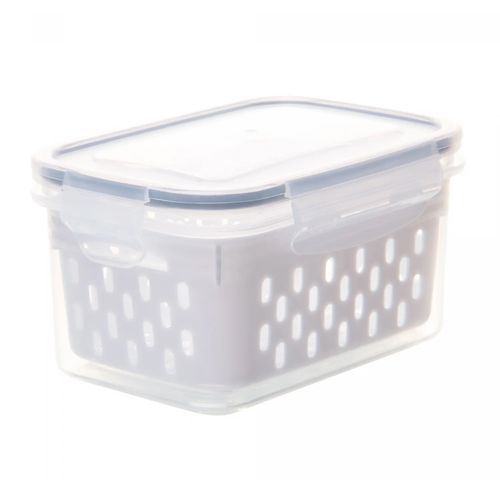 Pote Hermético com Cesto Escorredor Branco de Plástico 800ml Lyor