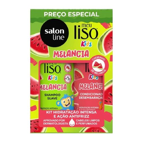 Kit Shampoo 300ml E Condicionador 200ml Melancia Meu Liso Kids Salon Line