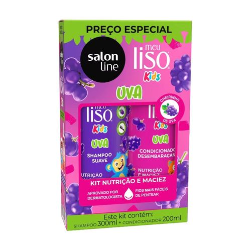 Kit Shampoo 300ml E Condicionador 200ml Uva Meu Liso Kids Salon Line