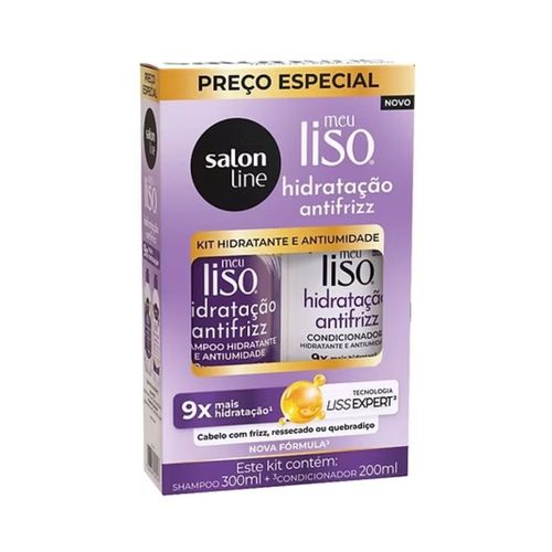Kit Shampoo 300ml E Condicionador 200ml Hidratação Antifrizz Meu Liso Salon Line