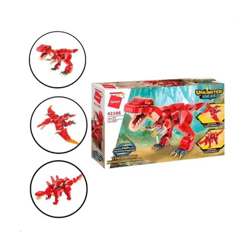 Brinquedo Combo Dinossauros Vermelhos 3 Em 1 Qman