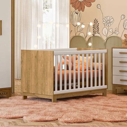 Berço Mini Cama Qencanto Slim Freijó Toq Com Branco Qmovi