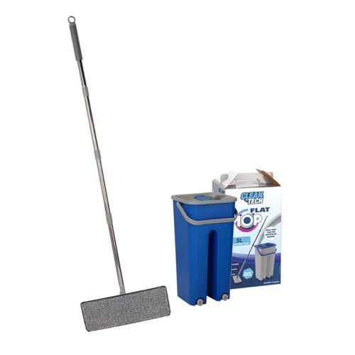 Mop Flat Com Balde Duplo 5 Litros Cores Sortidas Clean Tech