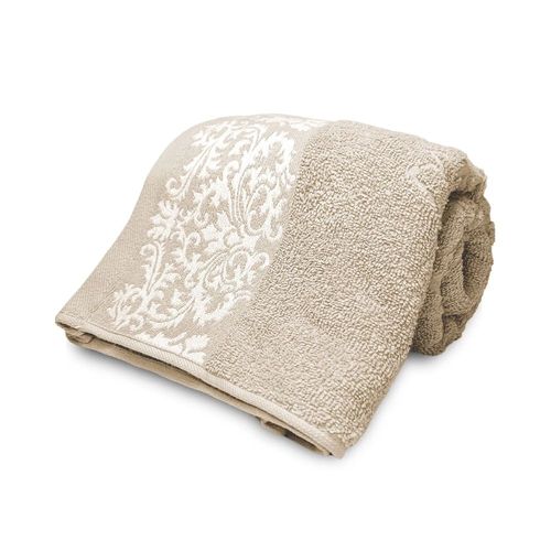 Toalha De Rosto Jacquard Medalhão Bege 50x70cm Corttex