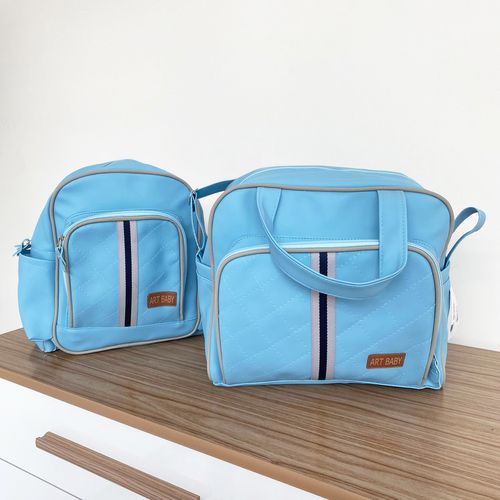 Kit Bolsa Maternidade (Bolsa e Mochila) Azul Claro Nayane Art Baby (CORES SORTIDAS)