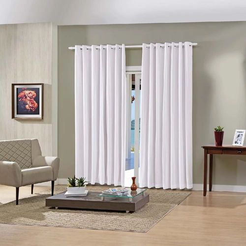 Cortina Pratika Longa Blackout Branca Lisa Cromo 4,20x2,50m Bella Janela
