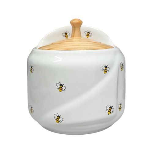 Saleiro Com Tampa Bambu Branco Abelha GA Cerâmicas