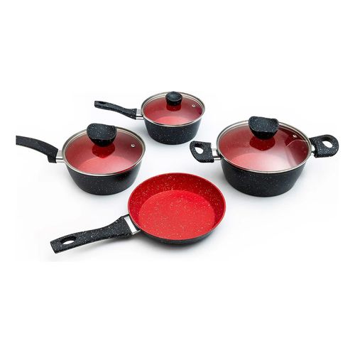 Conjunto De Panelas 4 Peças Stone Induction Vermelho Thika